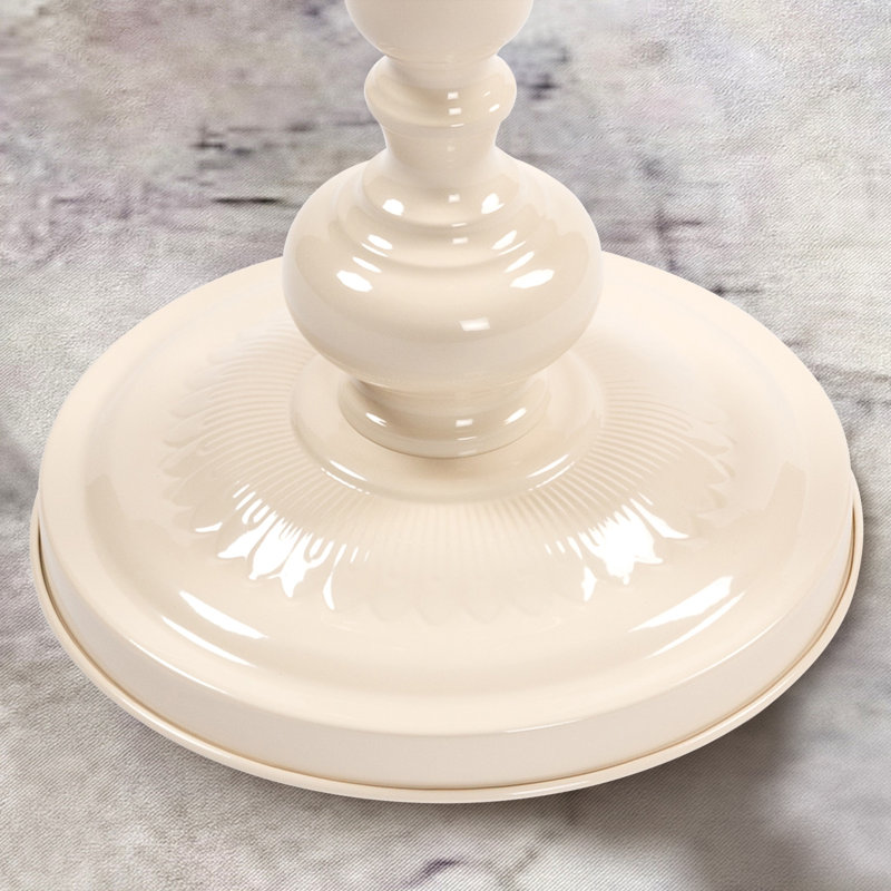 Table de bout ronde à piédestal, Blanc, crème