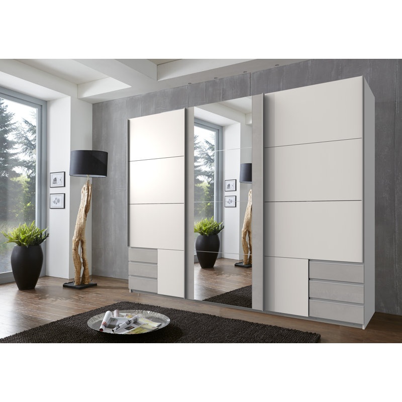 Isam 3 Door Manufactured Wood Wardrobe, White/Light Grey