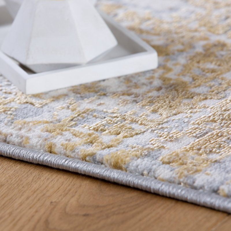 Salsa Abstract Area Rug, Rectangle 200 x 290cm, Mustard