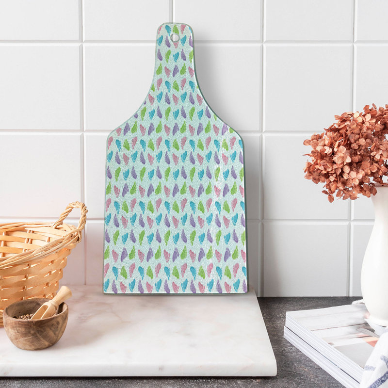 Multicolor Footprints Pattern Tempered Glass Cutting Board