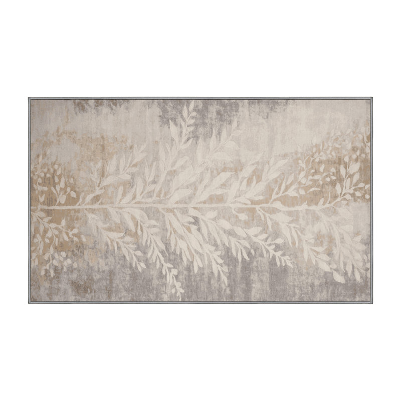 Machine Washable Gray Area Rug, Rectangle 4' x 6'