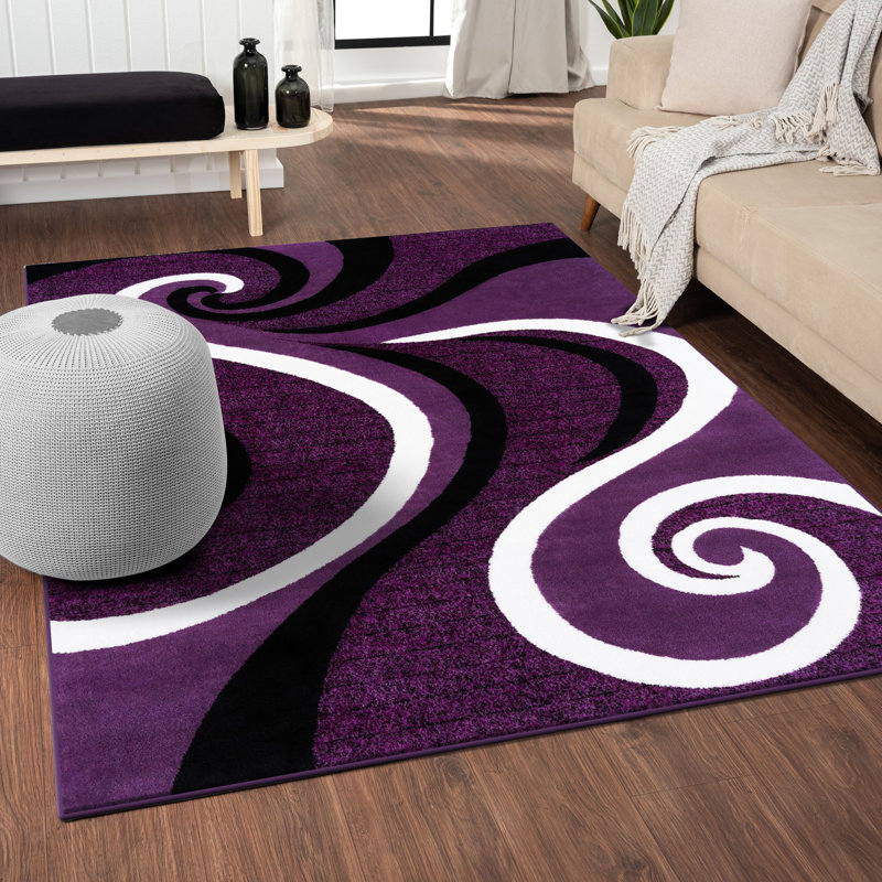 Tapis mauve à motif abstrait Frampton Cotterell, Rectangle 6 pi 6 po x 9 pi 2 po
