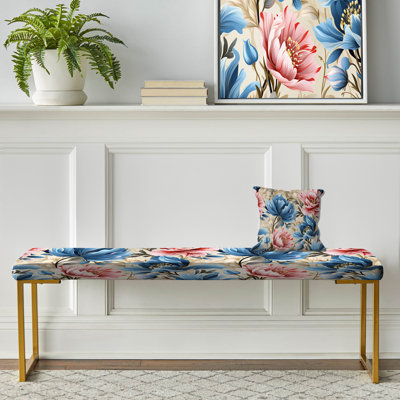 Banc botanique bleu et rose Ikat Haven