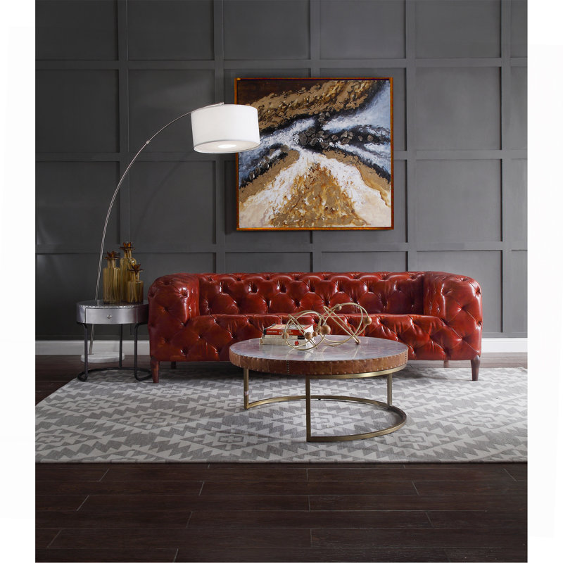 Table basse en aluminium et tambour cacao