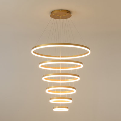 6-Ring LED Chandelier Light Modern Ceiling Light Fixture 3000-6000K Color Temperature Timing With Remote Control