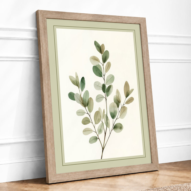 Single Stem in Sage Botanical - Framed Print, A4 - 29.7 x 21.0 cm, Oak