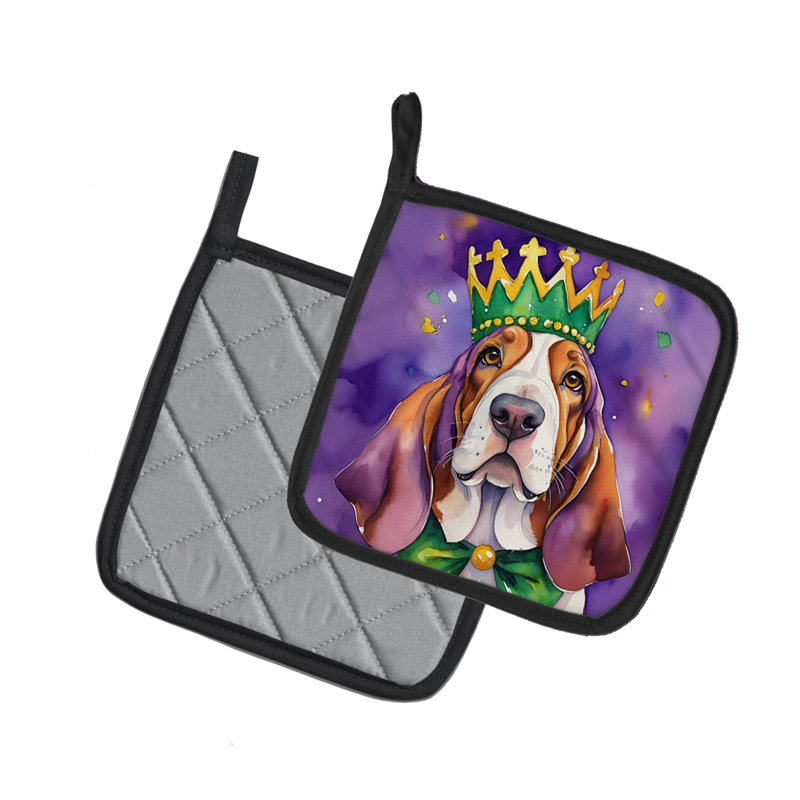 Paire de poignées Basset Hound King of Mardi Gras