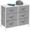  Commode 6 tiroirs Sorbus avec structure en acier, plateau en bois, bacs en tissu-1662881589