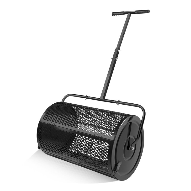 24" Wheeled Compost Spreader, Black
