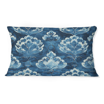 Navy Glamour Luxe Blooms - Transitional Lumbar Pillow