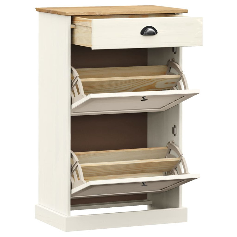 12 Pair Shoe Storage Cabinet, Brown/White