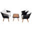Ensemble de conversation de patio en bois massif avec coussins Larry -284873611-284873608