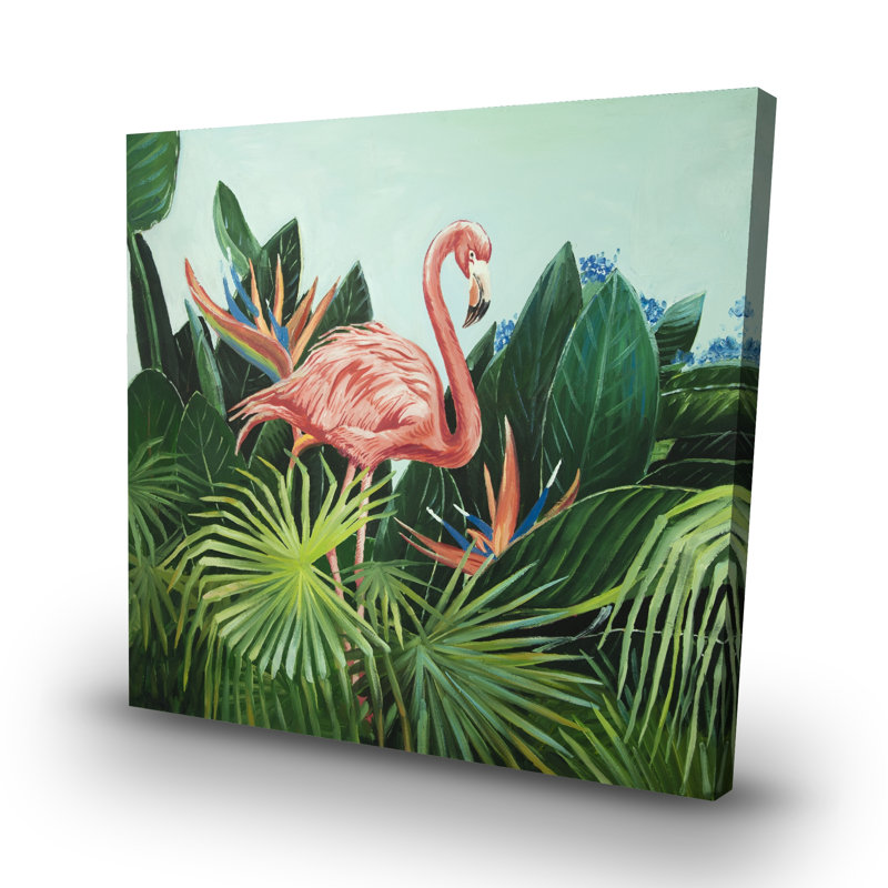 Tropical flamingo - 32"x32" art on canvas