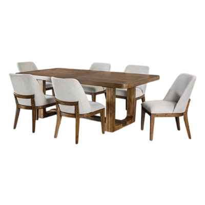 Ramie Dining Table Set, 84-102 Inch Expandable Leaf,  Chair