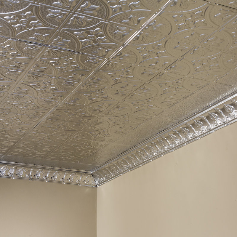 Carreau de plafond clouté 2 pi x 2 pi Great Lakes Tin Jamestown (paquet de 5), Argent