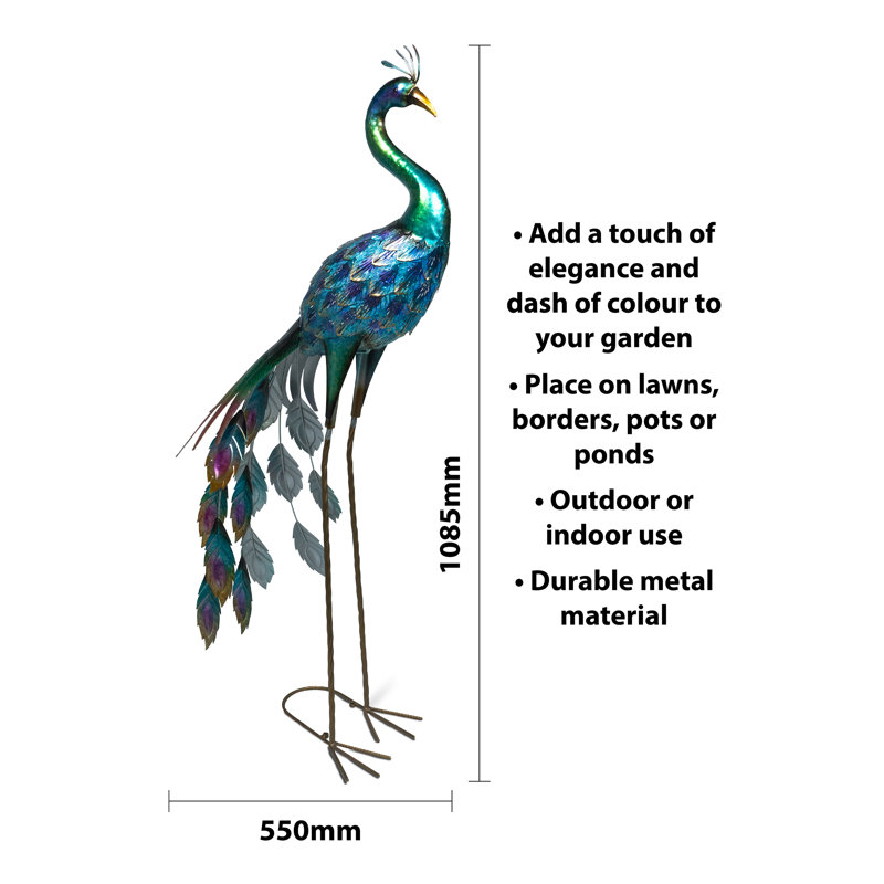 Xan Metal Garden Peacock  Statue 108cm