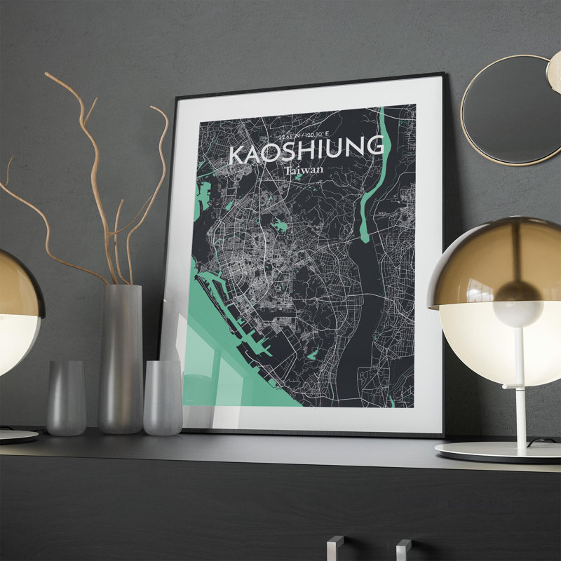 Kaoshiung City Map In Dream - No Frame Print, 24cm H x 18cm W x 0.05cm D