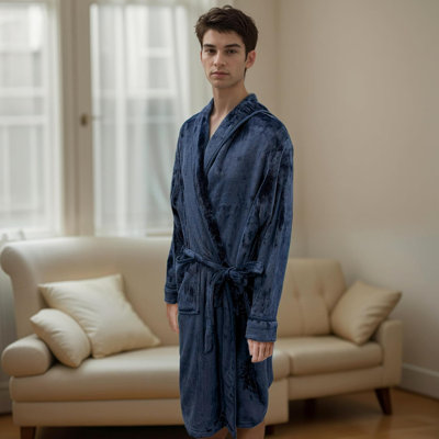 Peignoir en molleton à capuchon moelleux avec col châle et poches pour homme Elegant Comfort Luxury Luxury
