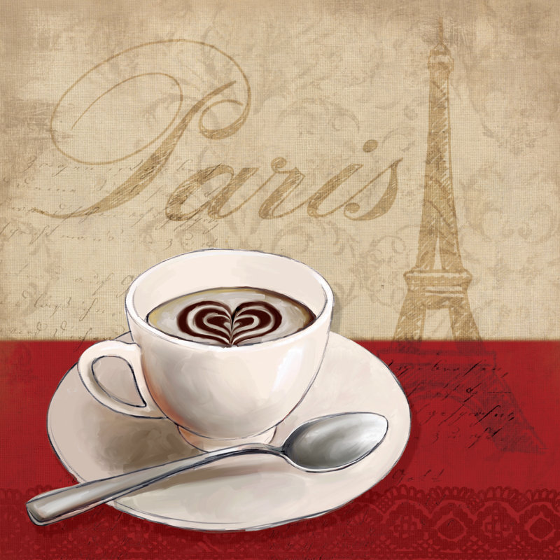 Coffee Paris - Wrapped Canvas Painting, 30cm H x 30cm W x 3.8cm D