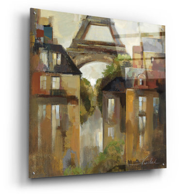 Art mural en verre épique «Paris Late Summer» par Silvia Vassileva, 36 po x 36 po
