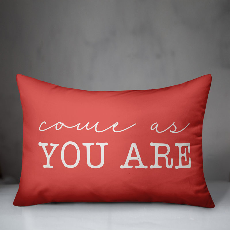 Textual Outdoor Throw Pillow, Coral