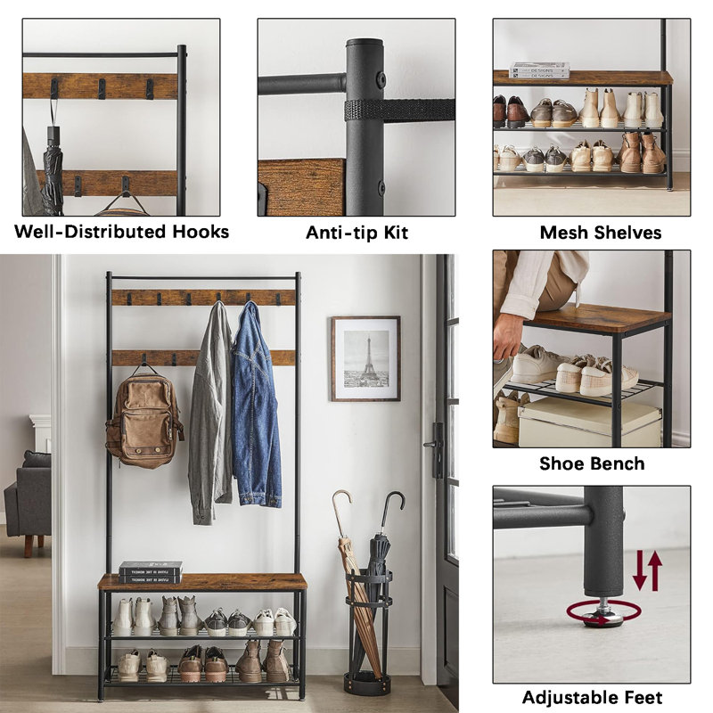 Lyandra Steel Freestanding 11 - Hook Coat Rack