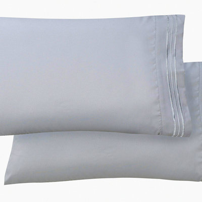 UltraLux Hotel Collection Silver Pillowcase Set - Premium Microfiber Double Brushed, Wrinkle Resistant, Standard/Queen Size - Luxury Softness