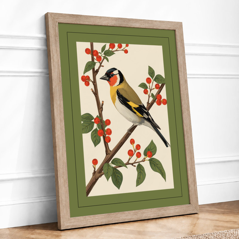 Bird Among Blossoms Botanical - Print, Oak, A4 - 29.7 x 21.0 cm