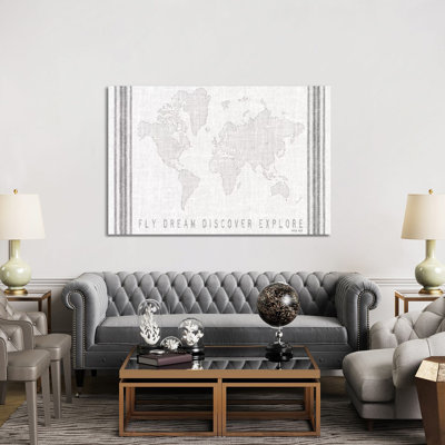 Fly, Dream, Discover, Explore Map by Cindy Jacobs - Print on Canvas