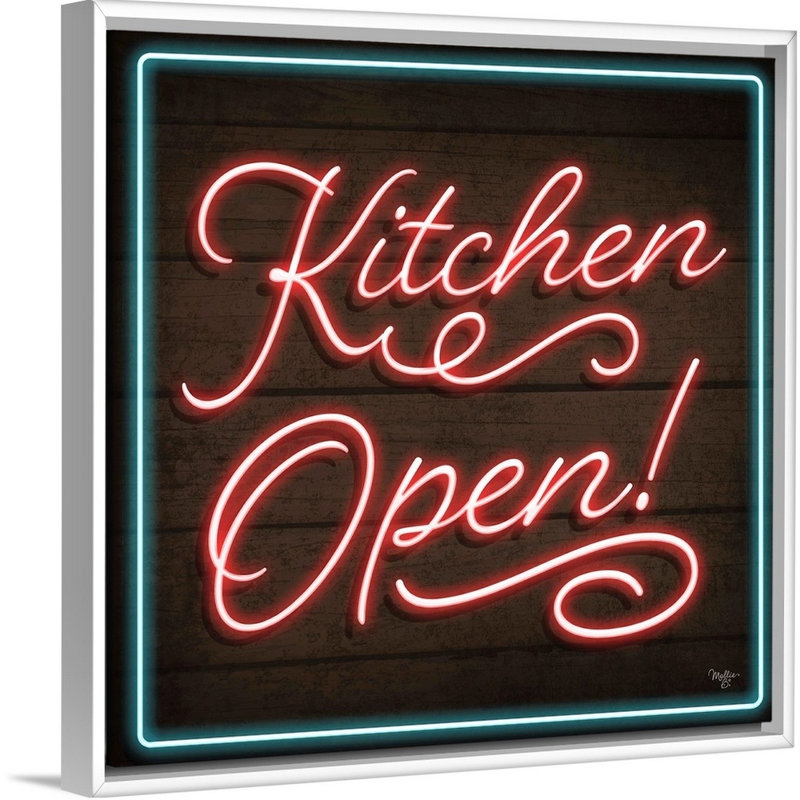 «Neon Kitchen Open Mollie», reproduction d'art sur toile tendue, Cadre blanc, H 26 po x l 26 po x P 1,75 po