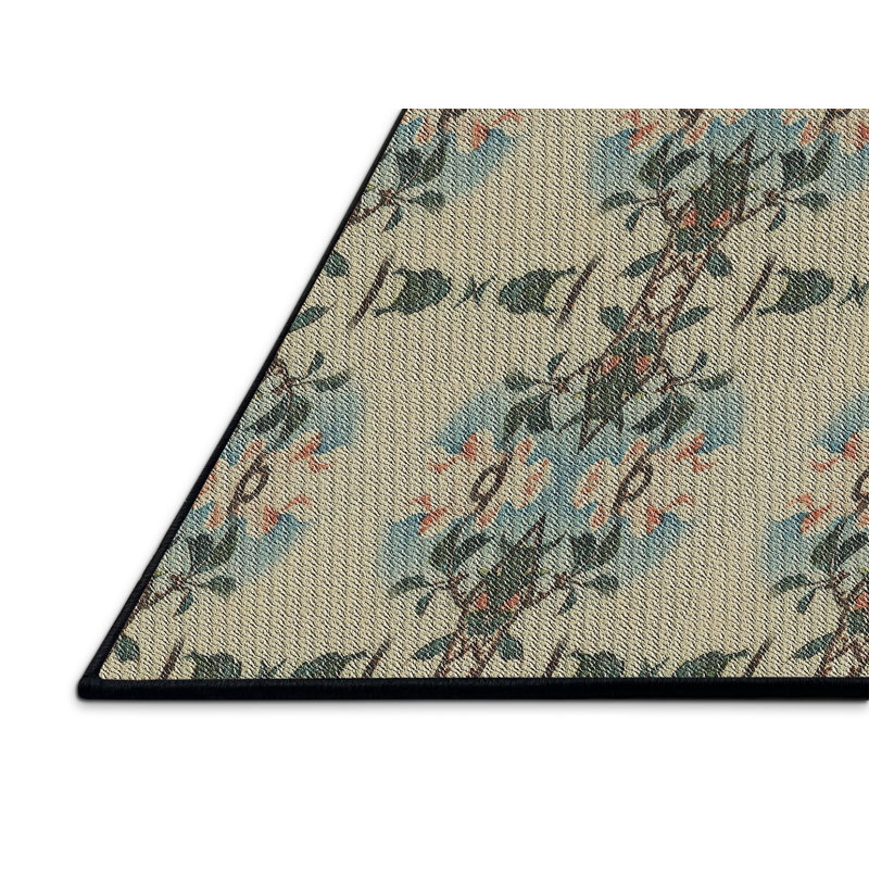 Tapis bleu/vert/beige à motifs Walebridge, Rectangle 4 pi x 6 pi
