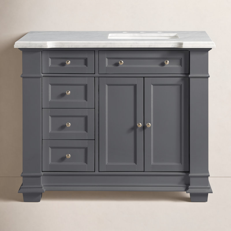 Meuble-lavabo simple 42 po avec plateau en marbre Rea de Rea, gris