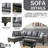 3-Piece Faux Leather Sectional Sofa-2050021648-2050021650