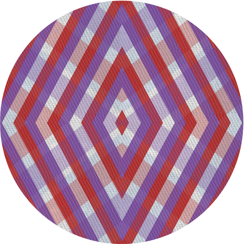 Tapis géométrique violet / mauve, Rond 5 pi