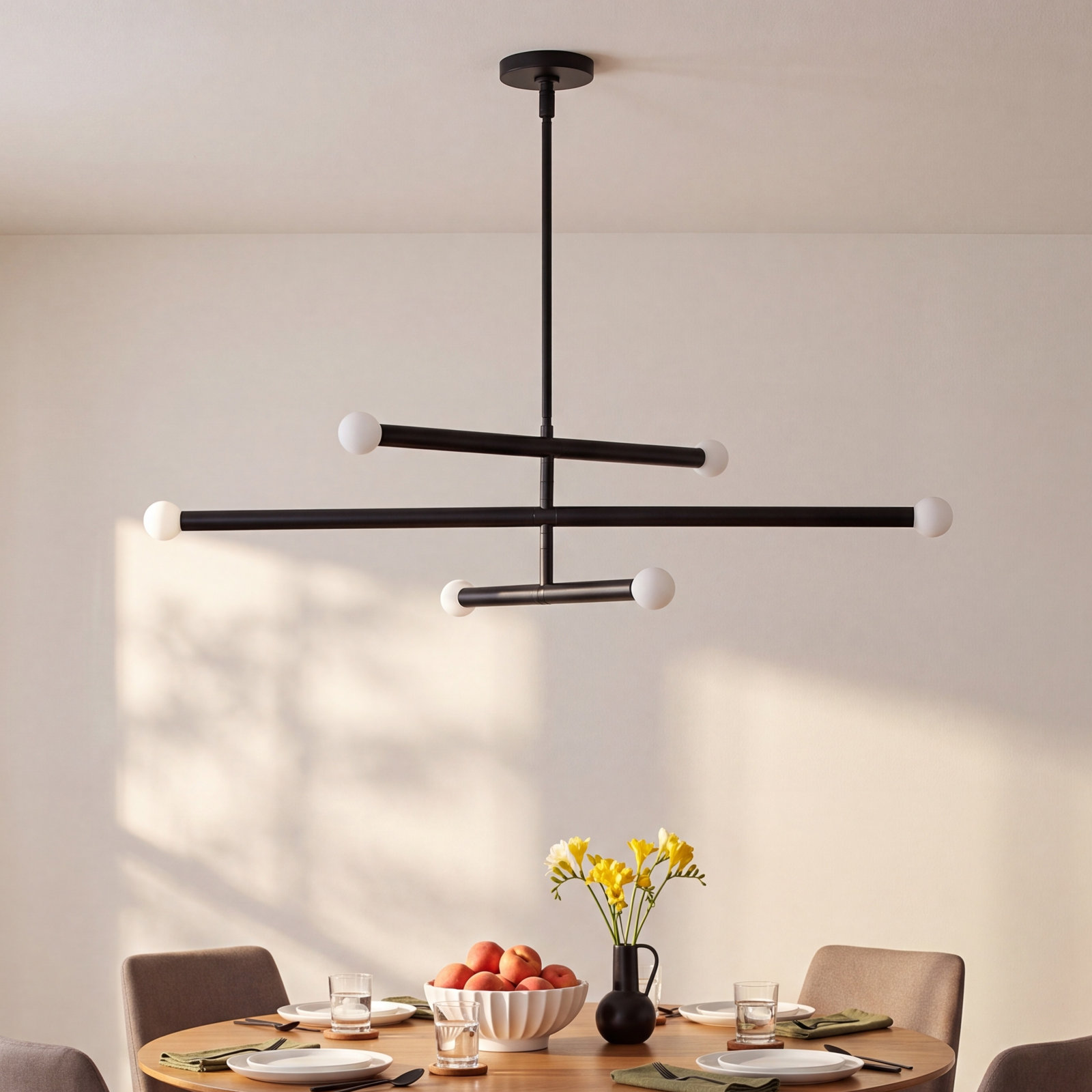 Jamir 6 - Light Dimmable Sputnik Chandelier, Black