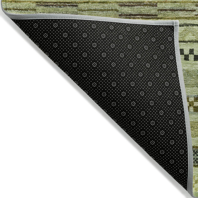 Machine Washable Indoor/Outdoor Claudian ACN1625 Aloe Rug, Runner 2'3" x 7'6"