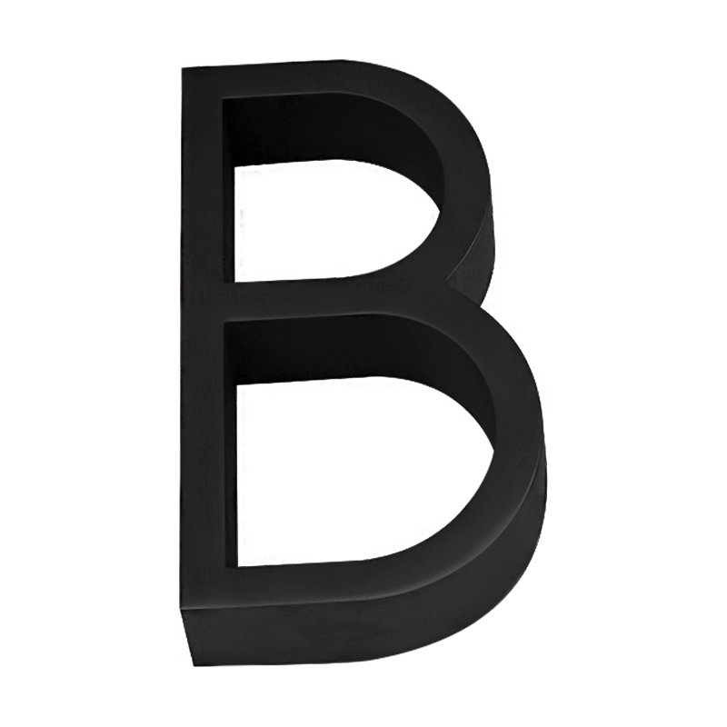 5" Floating Mount House Letter, B, Satin Stainless Steel