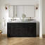 Meuble-lavabo double en bois massif de 66 po avec plateau en marbre de Carrare de 1,5 po Thornaby-1068050379-1047605994