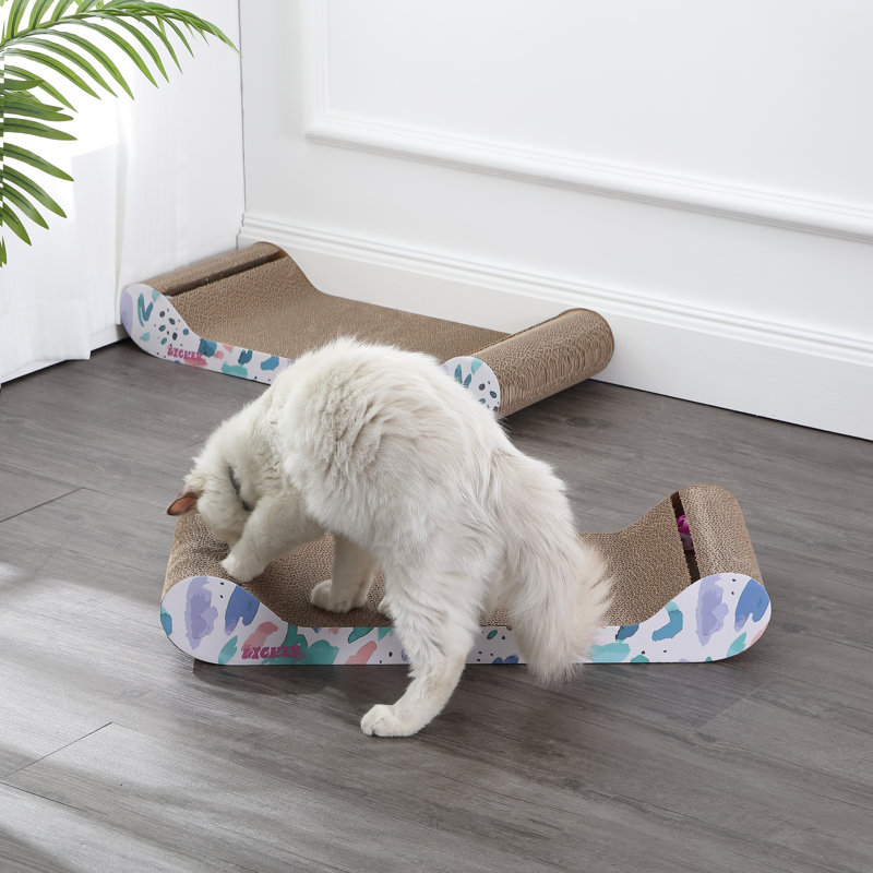 Lit à griffes pour lit de repos moderne en carton 23,75 po Engvall, Blanc, Multicolore