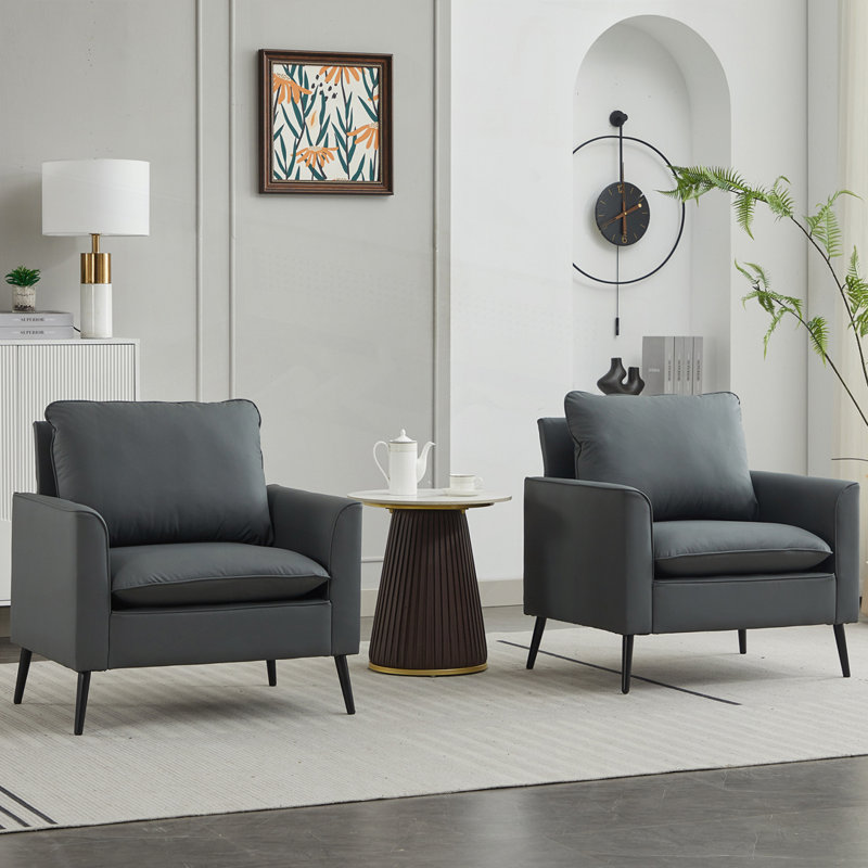 Fauteuil d'appoint en similicuir, fauteuil Clue, Gris clair