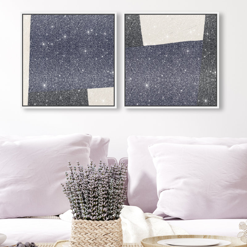 In Blue Set Set by Oliver Gal, 17"H x 17"W, White Floater Frame