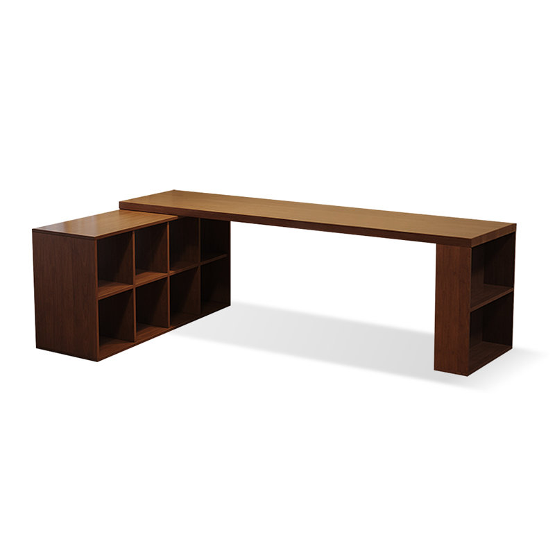 Bureau rectangulaire en bois massif brun noisette, H 29,53 po x l 78,74 po x P 55,12 po, Retour à gauche