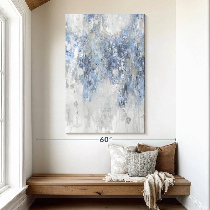 Avery Cascade Blue With Silver, 51" H x 34" W