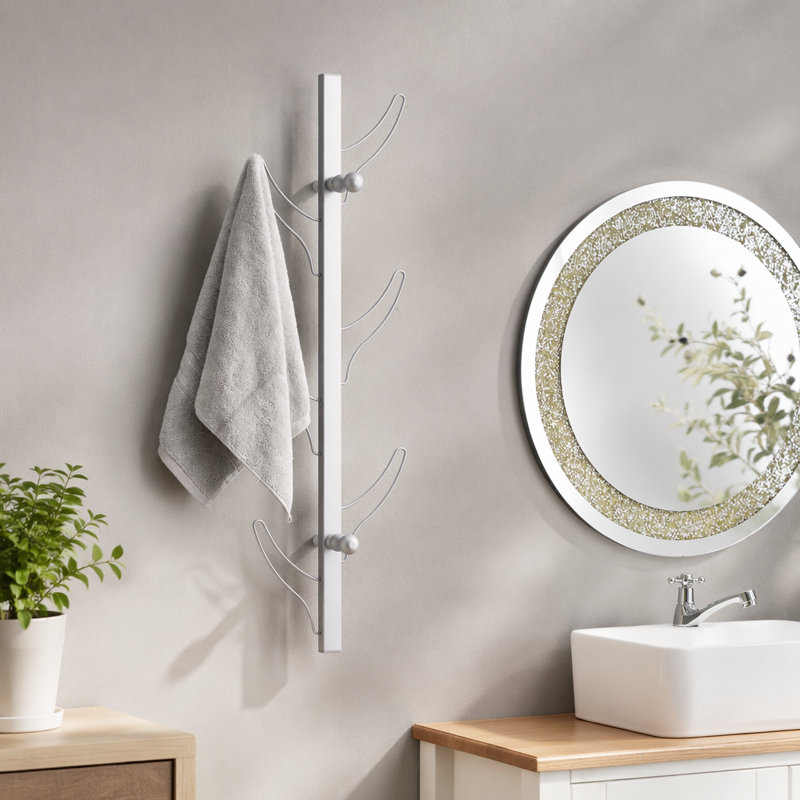Versatile Wall Mounted Eight Hook Coat Rack for Space Optimization, Gray