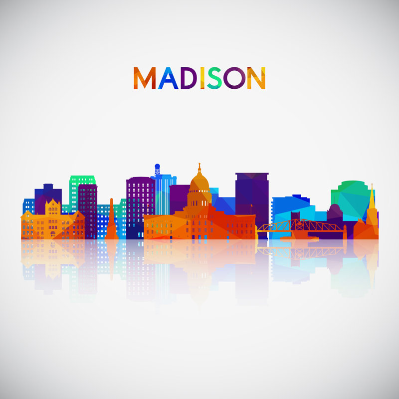 Madison Skyline by Greens87 - Wrapped Canvas Print, 30cm H x 30cm W