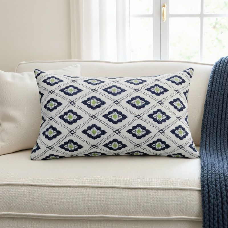 Ametria Liza Pillow Cover & Insert Rectangle in Blue/Green/White
