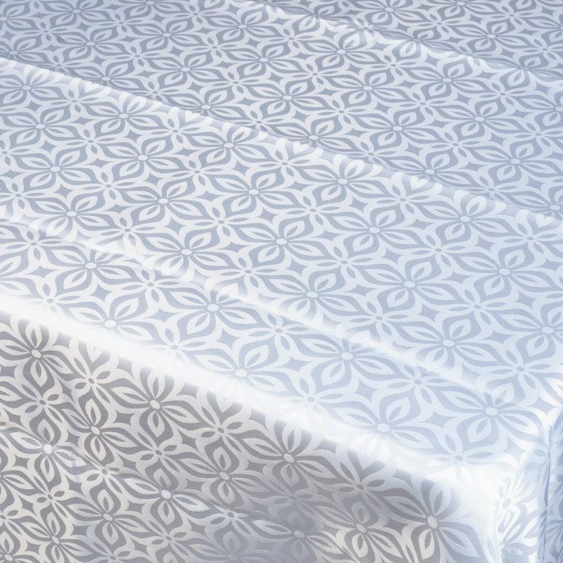 Damask Patterned Tablecloth, 220cm L x 150cm W, White Flower Pattern