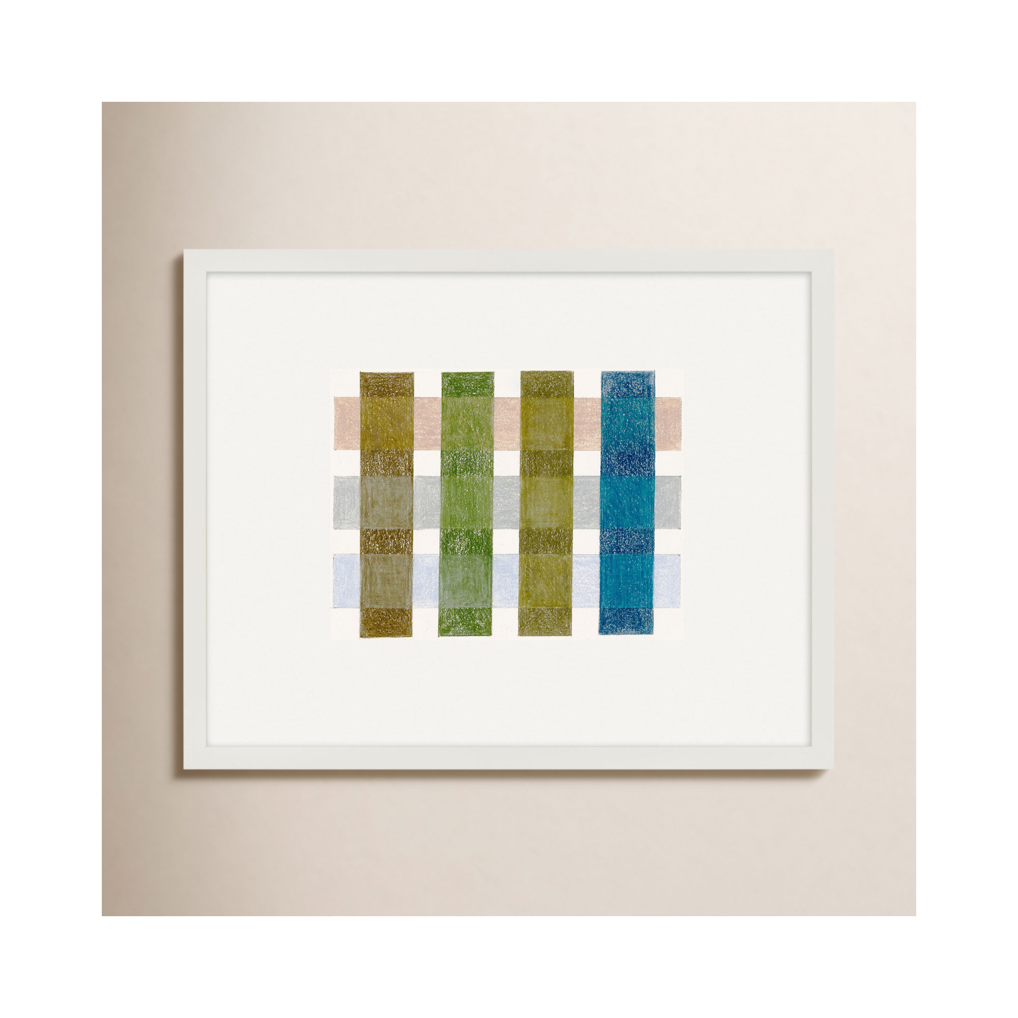 Gridlock V by Beth James, 16'' H X 20'' W X 1.25'' D, White Framed