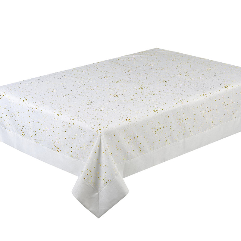 Sharbil Rectangle Vintage Abstract Gold Foil Spots Polyester Tablecloth, 160" x 70"
