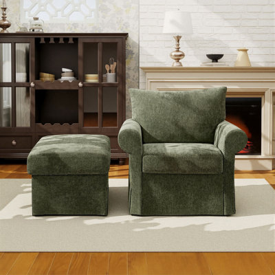 Ensemble de chaise d'appoint et repose-pieds 37 po, canapé simple moderne avec coussins épaissis, chaise de lecture pour le salon, petit appartement